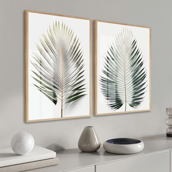 Quadros Decorativos Folhagem Verde Moderna Moldura e Vidro