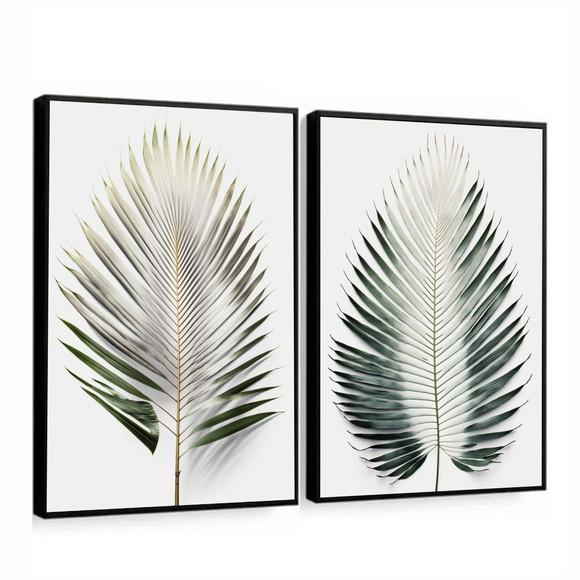 Quadros Decorativos Folhas Verdes Quarto Sala com Moldura