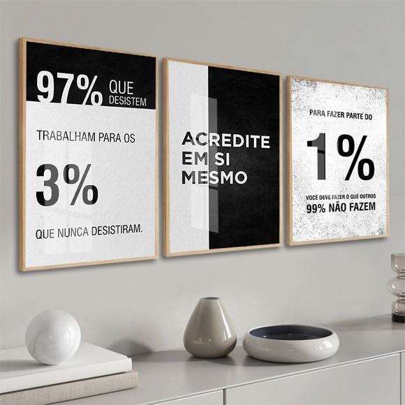 Quadros Decorativos Frase Motivacional Escritório com Vidro