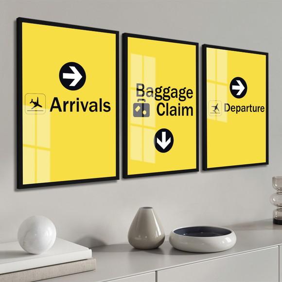 Quadros Decorativos Frases Aeroporto Avião Moldura e Vidro