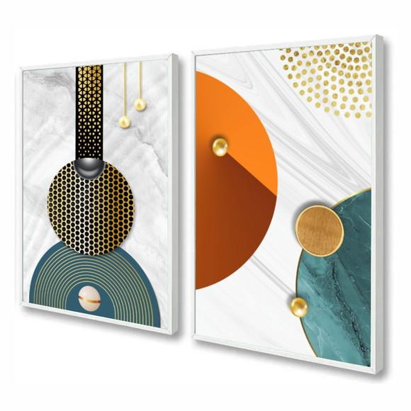 Quadros Decorativos Geométrico Abstrato Moderno Com Moldura