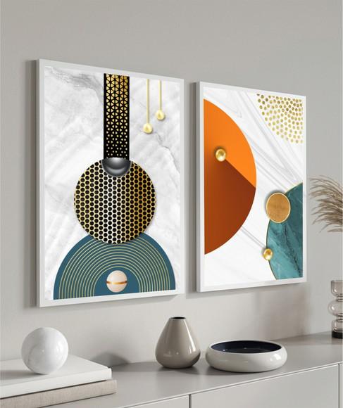 Quadros Decorativos Geométrico Abstrato Moderno Com Moldura