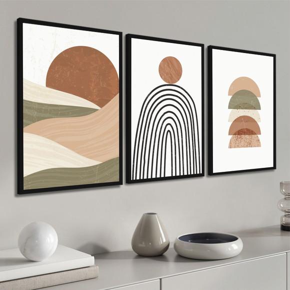Quadros Decorativos Geométricos Modernos Boho com Moldura