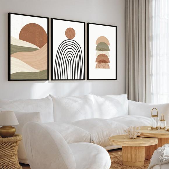 Quadros Decorativos Geométricos Modernos Boho com Moldura