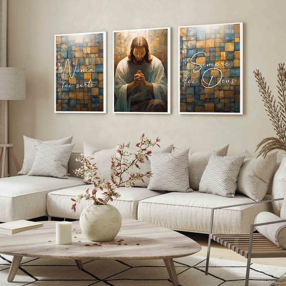 Quadros Decorativos Jesus Cristo Nunca Foi Sorte com Moldura