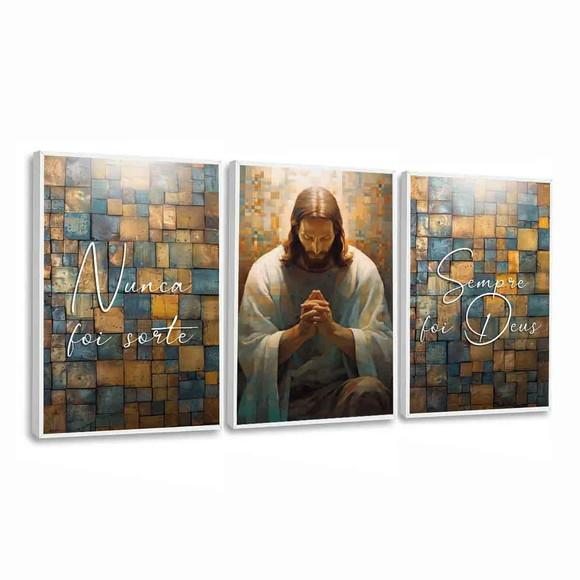 Quadros Decorativos Jesus Cristo Nunca Foi Sorte com Moldura
