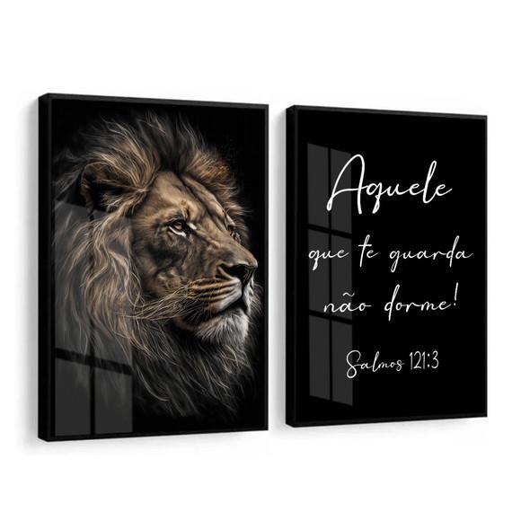 Quadros Decorativos Leão Aquele Que Te Guarda Moldura Vidro