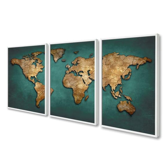 Quadros Decorativos Mapa Mundi Para Quarto Sala Com Moldura