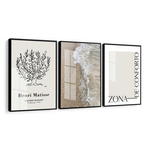 Quadros Decorativos Matisse Frases Paisagem Moldura e Vidro