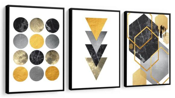 Quadros Decorativos Moderno Abstrato Amarelo Para Sala Casa