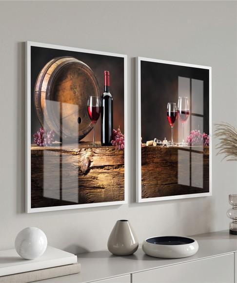 Quadros Decorativos Moderno Cozinha Vinho Com Moldura Vidro