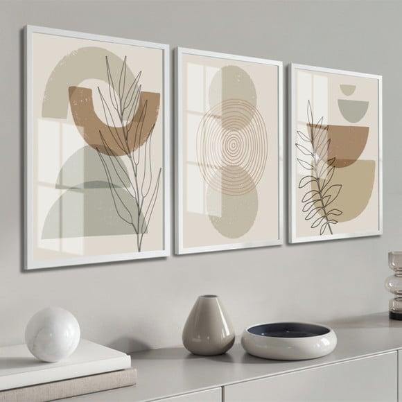 Quadros Decorativos Moderno Geométrico Boho Moldura e Vidro