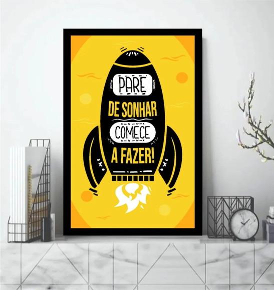 Quadros Decorativos Moderno Foguete Motivação Hall Moldura