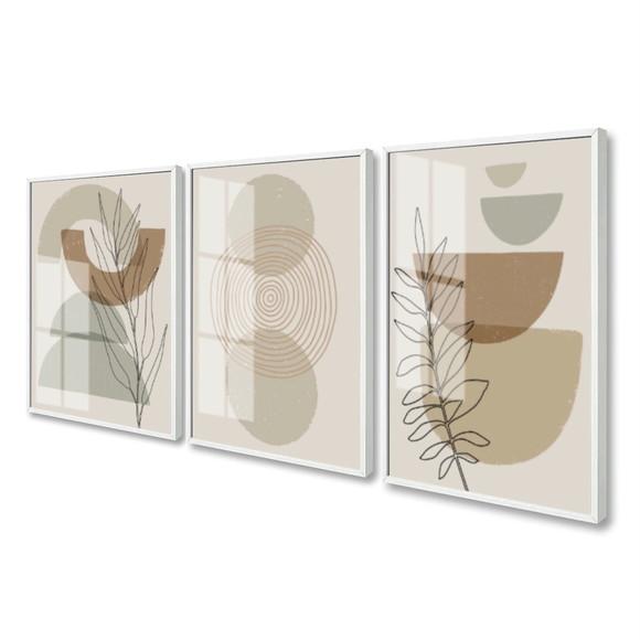 Quadros Decorativos Moderno Geométrico Boho Moldura e Vidro