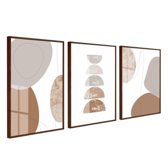 Quadros Decorativos Moderno Geométrico Boho Moldura e Vidro