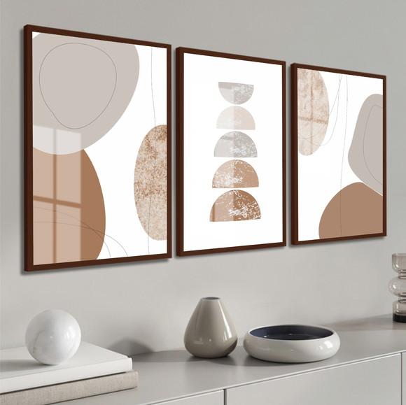 Quadros Decorativos Moderno Geométrico Boho Moldura e Vidro