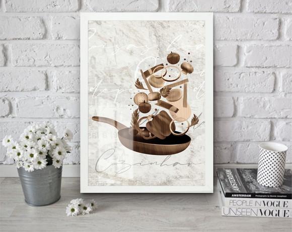 Quadros Decorativos Moderno Para Cozinha Com Moldura e Vidro