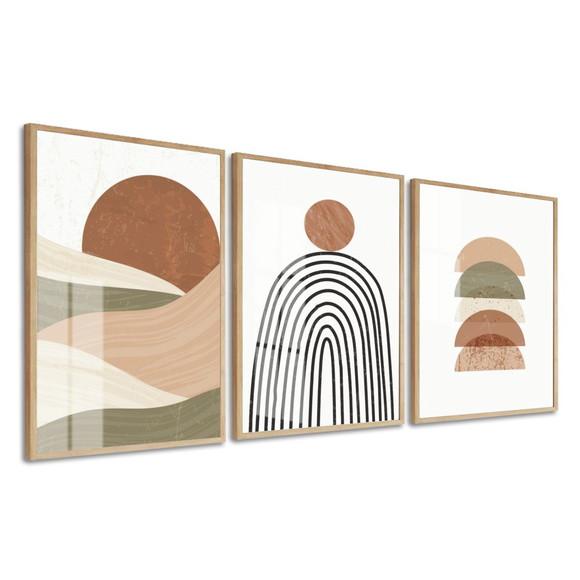 Quadros Decorativos Modernos Abstrato Boho Moldura e Vidro