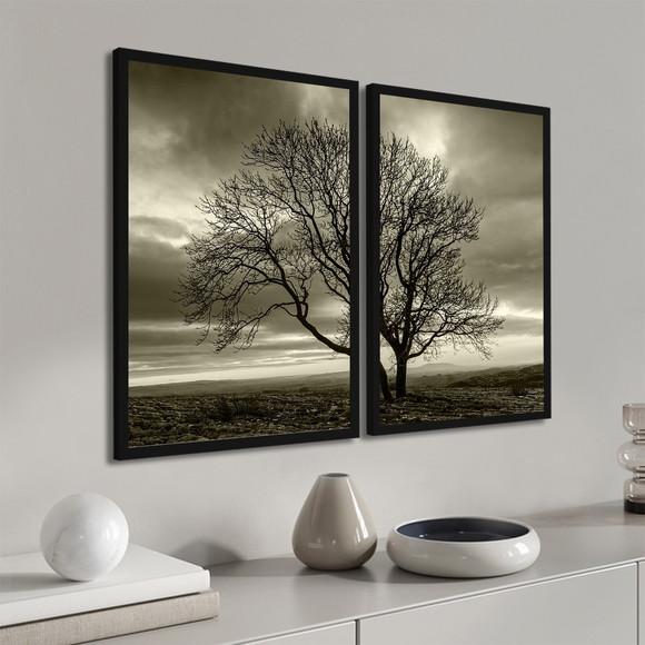 Quadros Decorativos Modernos Arvore Preto e Branco Moldura