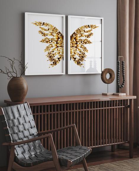 Quadros Decorativos Modernos Asa Dourada Moldura e Vidro