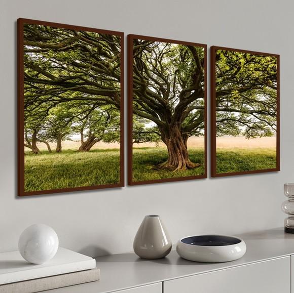 Quadros Decorativos Modernos Arvore Verde Paisagem Moldura