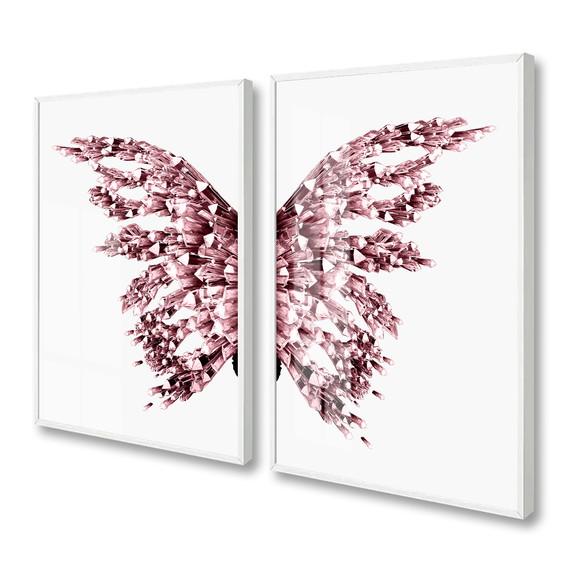 Quadros Decorativos Modernos Asa Rosa com Moldura e Vidro