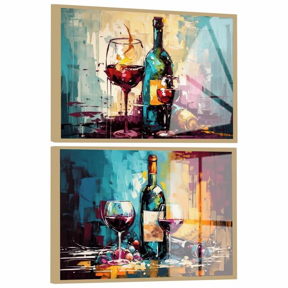 Quadros Decorativos Modernos Cozinha Vinho Moldura e Vidro