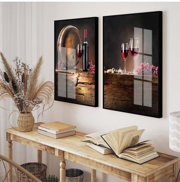 Quadros Decorativos Modernos Cozinha Vinho Moldura e Vidro