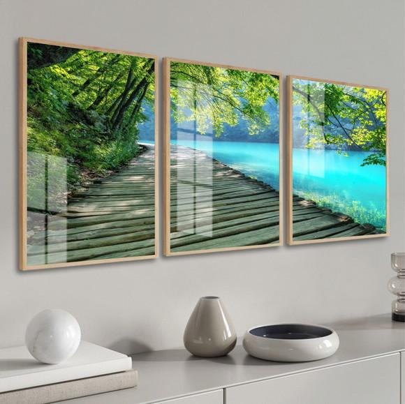 Quadros Decorativos Modernos Deck Paisagem Moldura e Vidro
