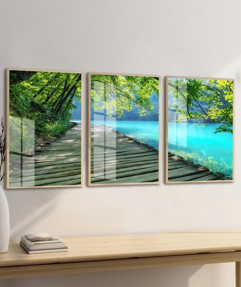 Quadros Decorativos Modernos Deck Paisagem Moldura e Vidro