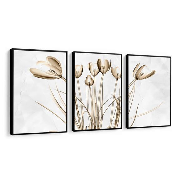 Quadros Decorativos Modernos Flores Quarto Sala Com Moldura