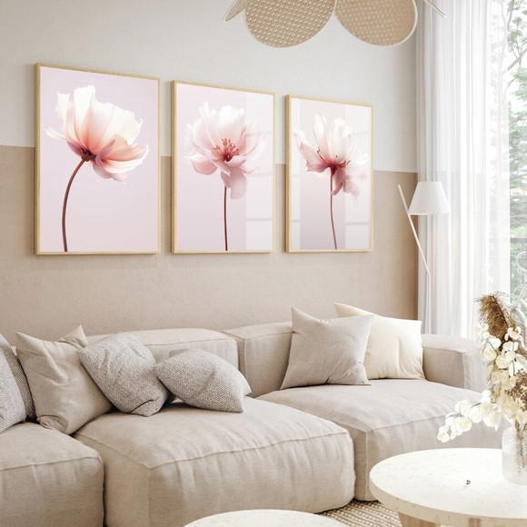Quadros Decorativos Modernos Flores Rosas Moldura e Vidro
