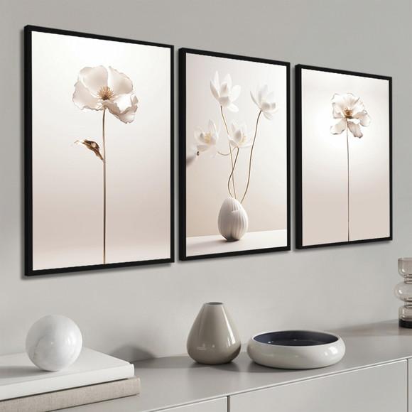 Quadros Decorativos Modernos Flores Sala Quarto Hall Moldura
