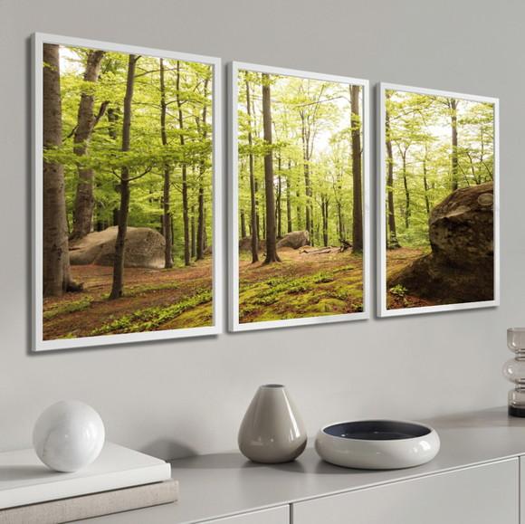 Quadros Decorativos Modernos Floresta Verde Paisagem Moldura