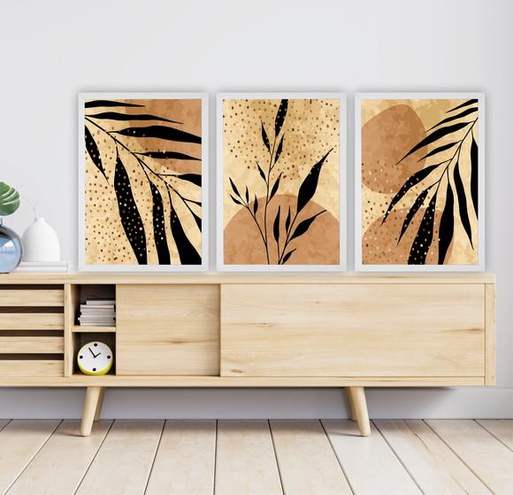 Quadros Decorativos Modernos Folhagem Para Sala Com Moldura