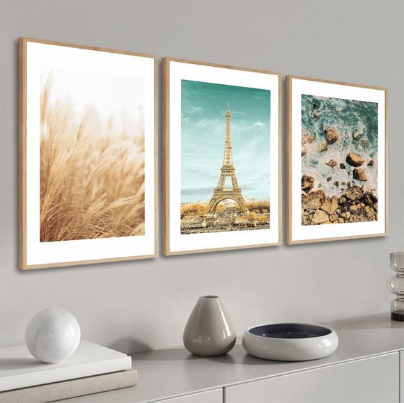 Quadros Decorativos Modernos Folhagem Praia Paris Moldura