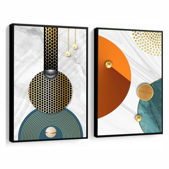 Quadros Decorativos Modernos Geométrico Abstrato Com Moldura