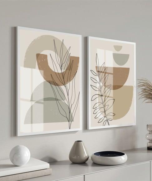 Quadros Decorativos Modernos Geométrico com Moldura e Vidro