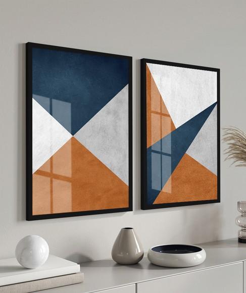 Quadros Decorativos Modernos Geométrico com Moldura e Vidro