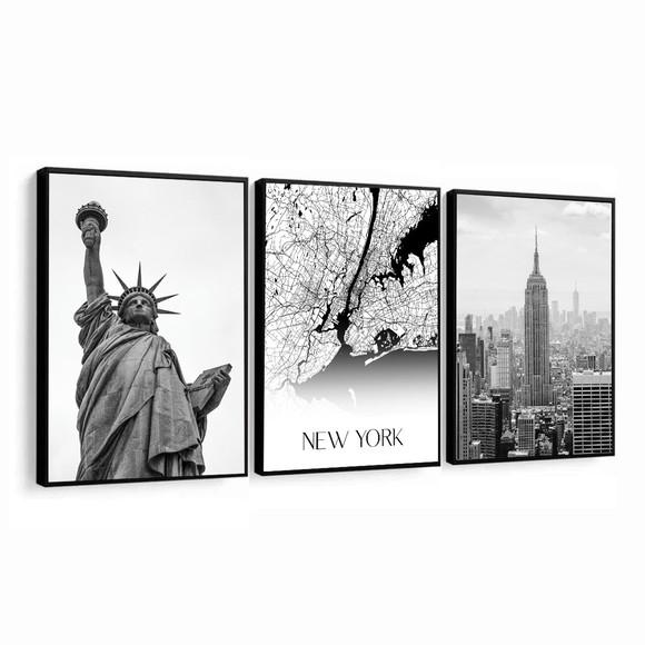 Quadros Decorativos Modernos Mapa Cidade Nova York Moldura