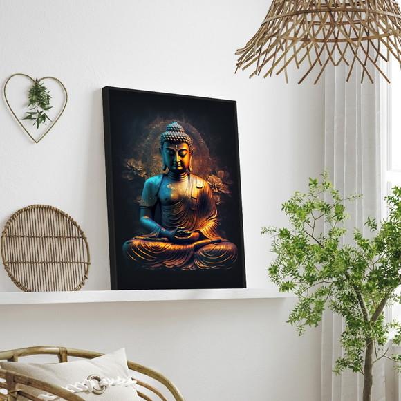 Quadros Decorativos Modernos Meditação Buda com Moldura