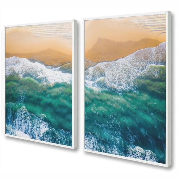 Quadros Decorativos Modernos Paisagem Praia Mar Azul Moldura
