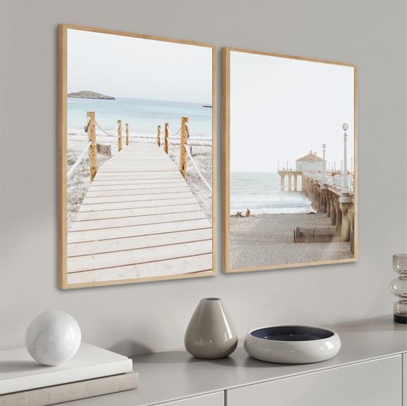 Quadros Decorativos Modernos Paisagem Praia Mar Com Moldura
