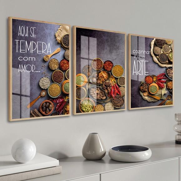 Quadros Decorativos Modernos para Cozinha Moldura e Vidro