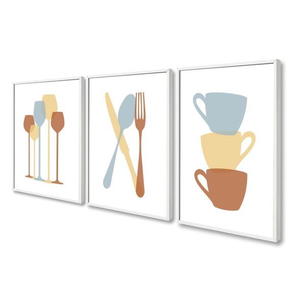 Quadros Decorativos Modernos para Cozinha Talheres Moldura