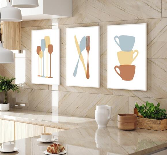 Quadros Decorativos Modernos para Cozinha Talheres Moldura