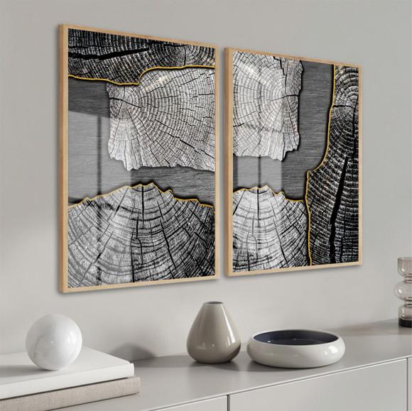 Quadros Decorativos Modernos para Sala Cinza Moldura e Vidro