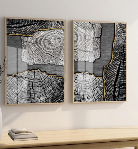 Quadros Decorativos Modernos para Sala Cinza Moldura e Vidro
