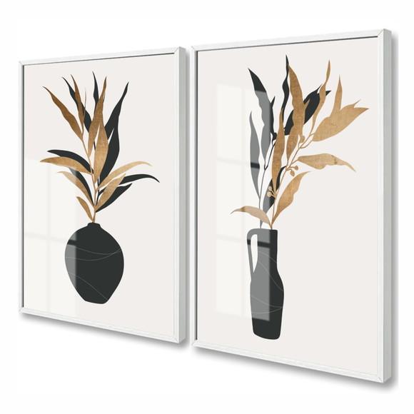 Quadros Decorativos Modernos Vaso Flores Com Moldura E Vidro