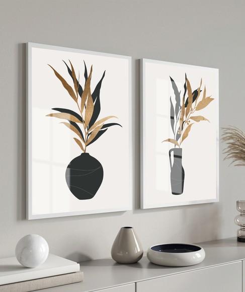 Quadros Decorativos Modernos Vaso Flores Com Moldura E Vidro